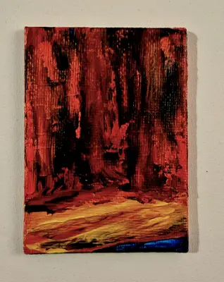 Lava River Original ACEO Abstract – Impasto Palette‑Knife on Archival Canvas Panel aceo art card thumbnail 1