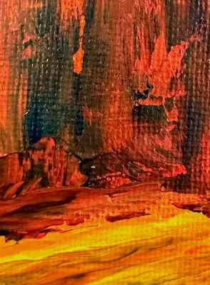 Lava River Original ACEO Abstract – Impasto Palette‑Knife on Archival Canvas Panel aceo art card thumbnail 3