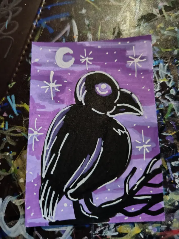 Crow ACEO original ninthhouseoracle aceo art card