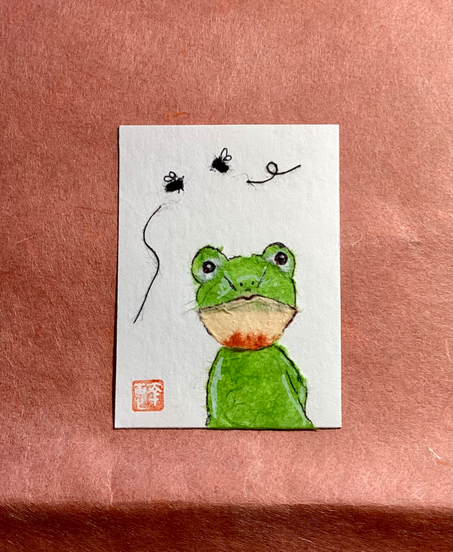 Japanese washi art - should I catch them? aceo art card
