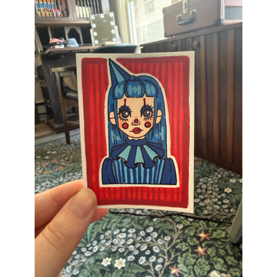 Jester Girl #1 aceo art card thumbnail 4