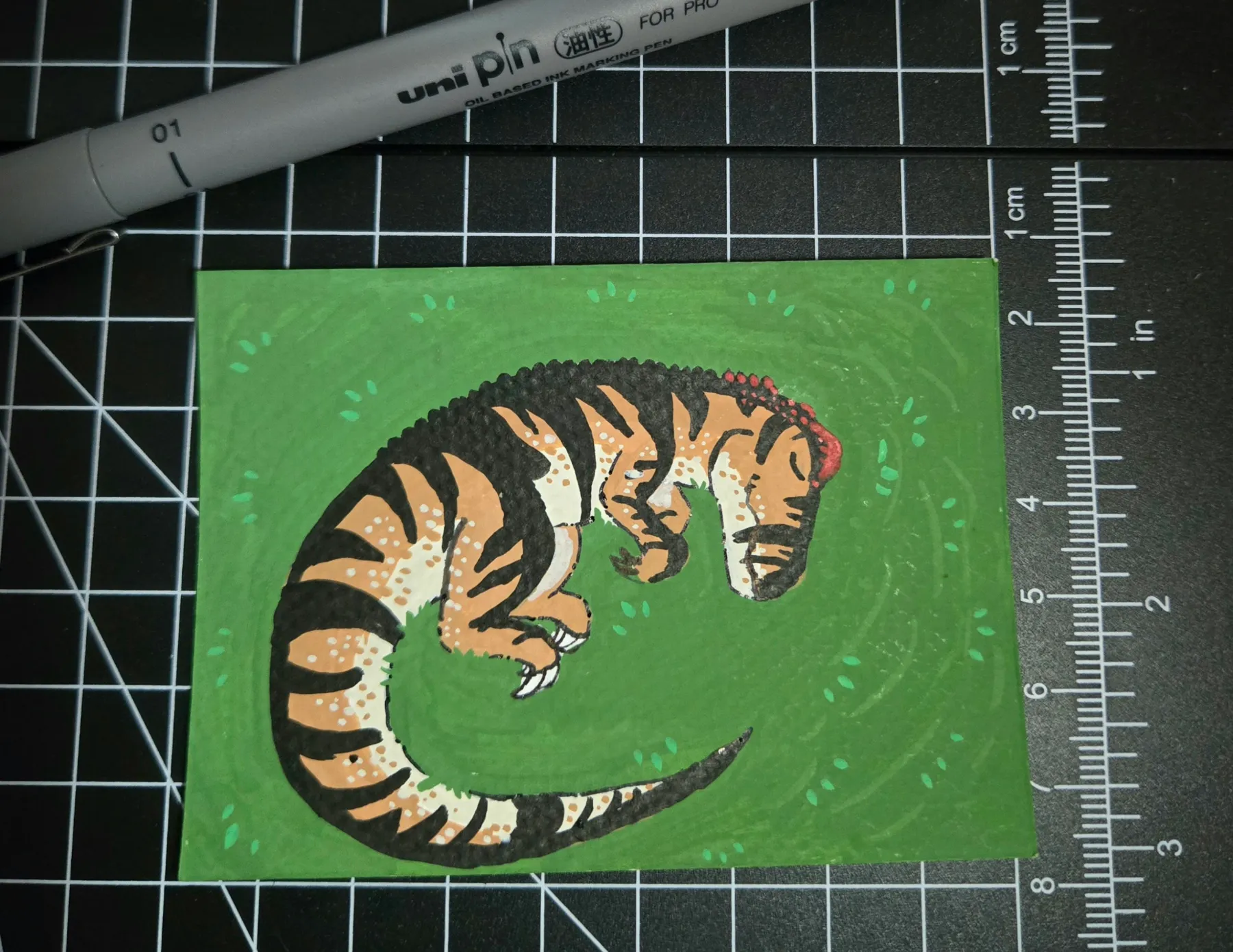 Juvenile Allosaurus Dreaming aceo art card