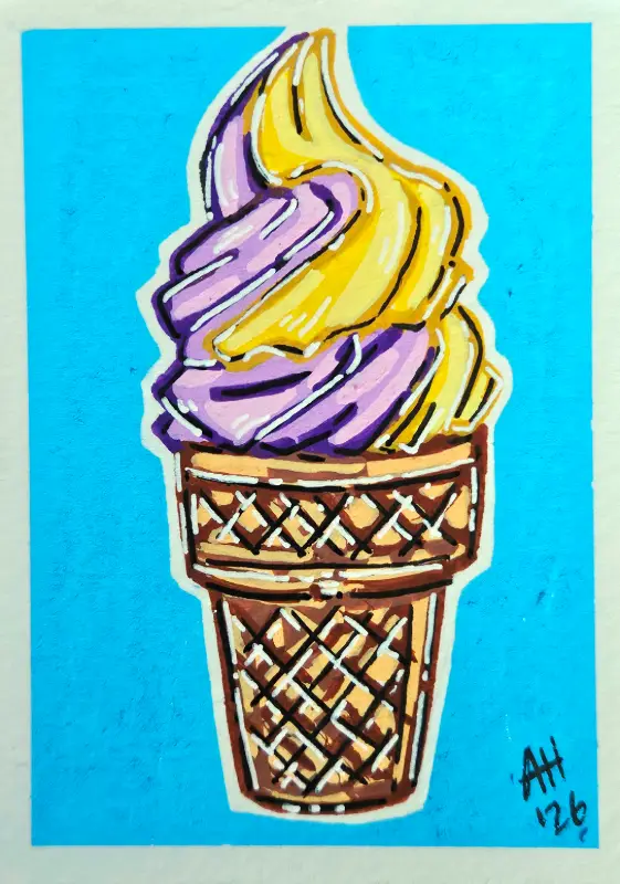 Ice Cream Cone (Two) aceo art card