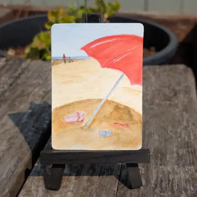 Beach Day aceo art card thumbnail 2