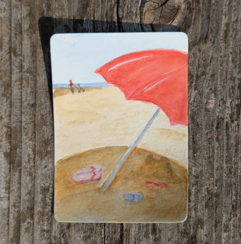 Beach Day aceo art card