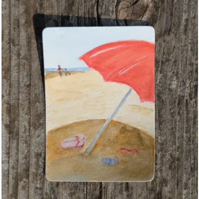 Beach Day aceo art card thumbnail 1