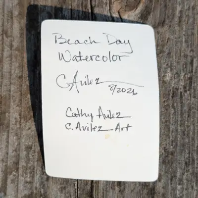 Beach Day aceo art card thumbnail 4