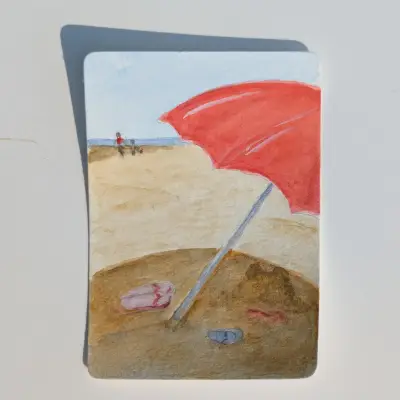 Beach Day aceo art card thumbnail 3
