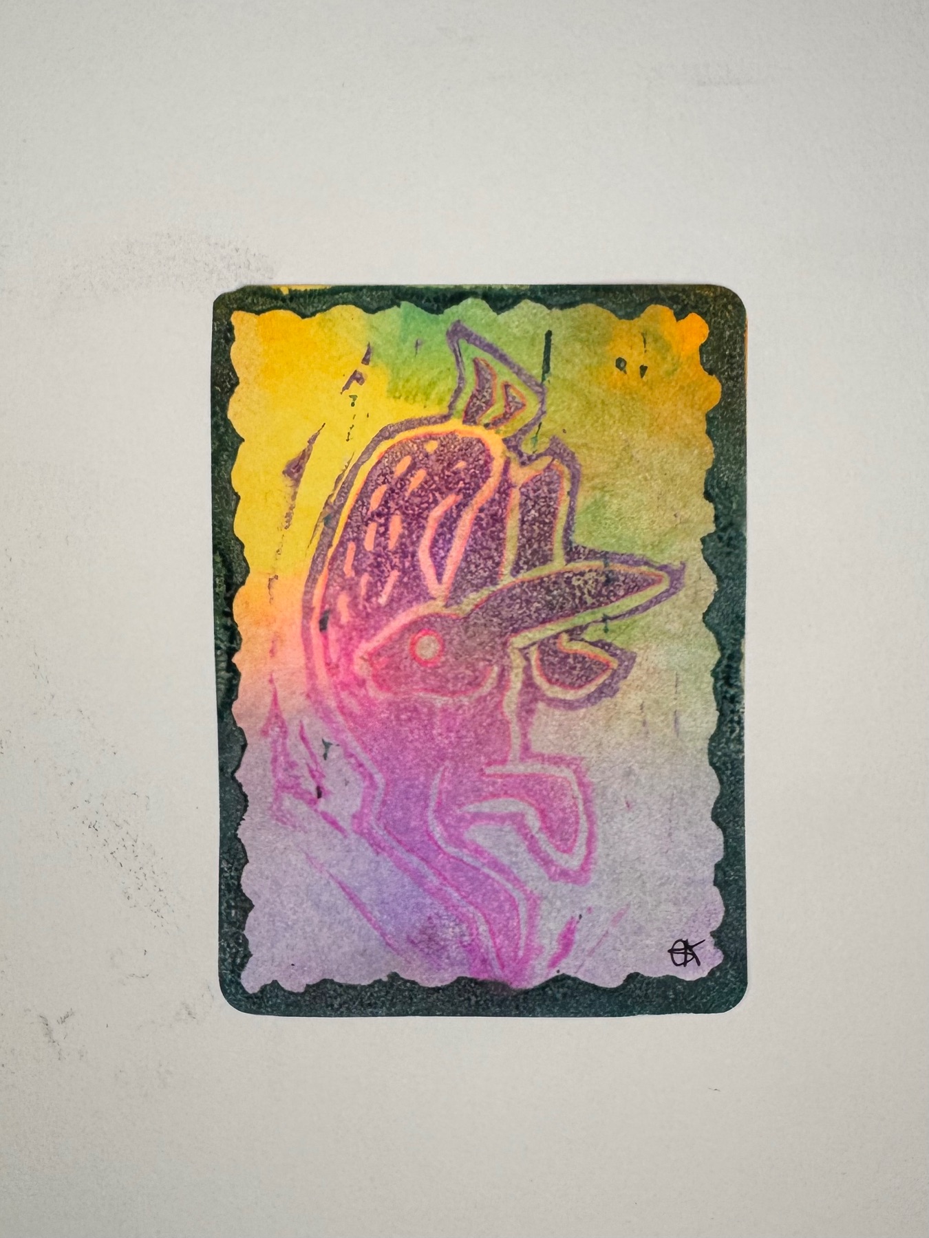 Pink Rabbit aceo art card