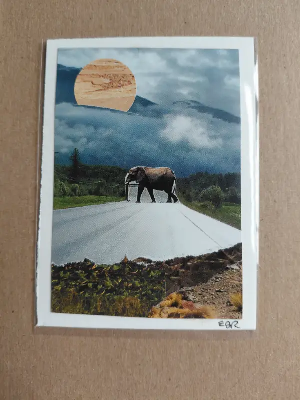 Wandering Elephant aceo art card