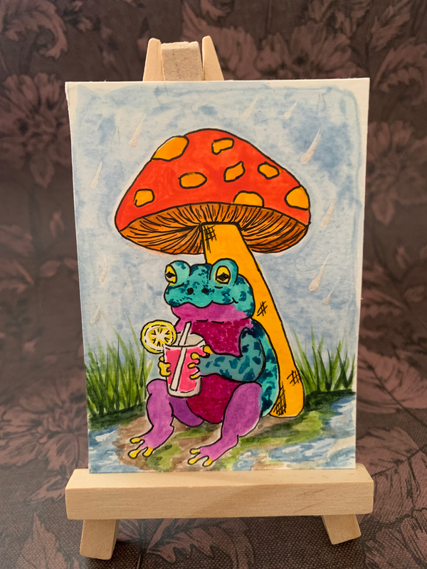 The Rainy Day Refreshment aceo art card