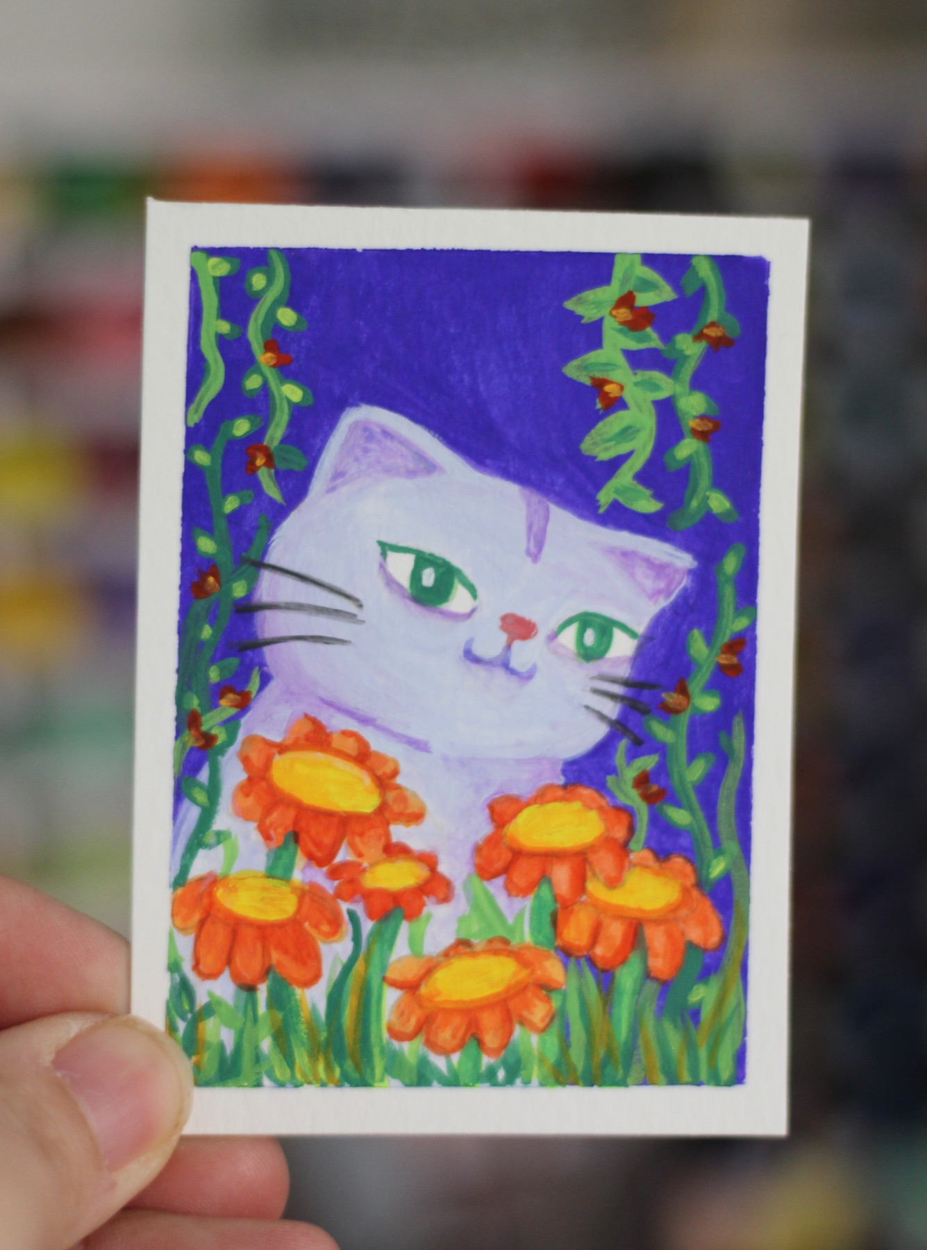 Stop and smell the flowers aceo art card