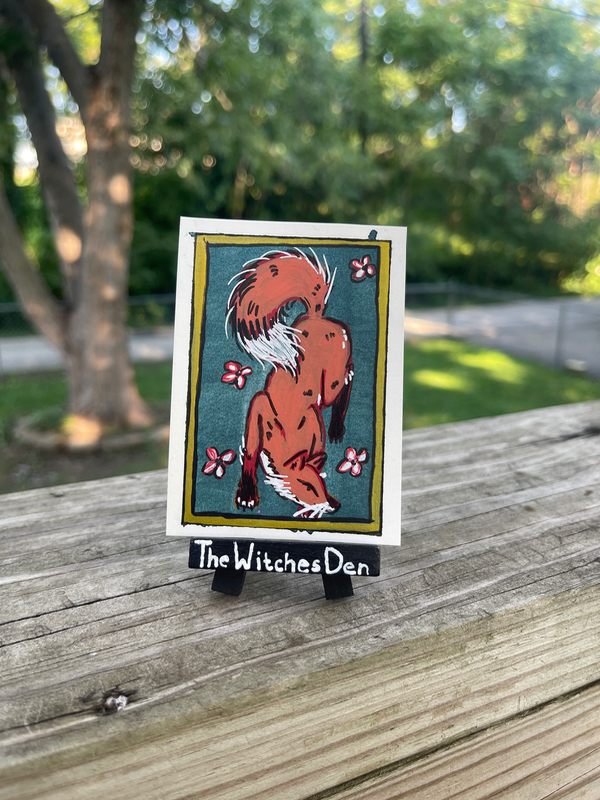 Red Fox with Flowers aceo art card
