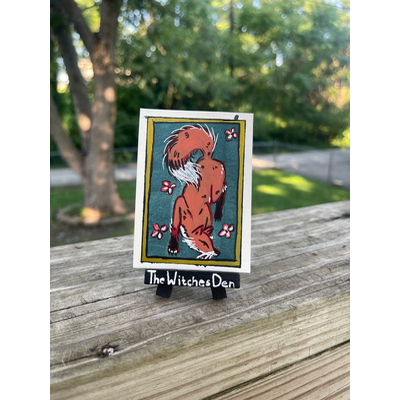 Red Fox with Flowers aceo art card thumbnail 1
