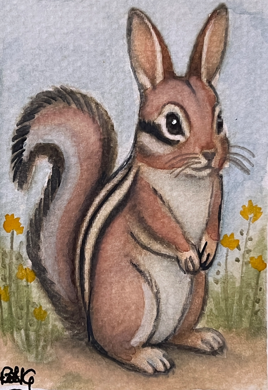 Hybrid Rabbit x Chipmunk aceo art card
