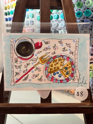 “Tabletop Picnic” urban sketch aceo art card thumbnail 2