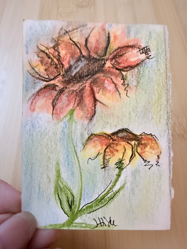 ACEO Sunflowers Original Soft Pastel Drawing aceo art card