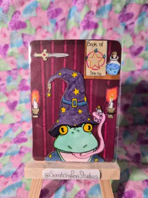 "Wizard Frog" 🐸 Fantasy, Frog aceo art card thumbnail 1