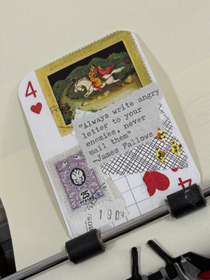 Horse stamp mail collage print by Mazerzine aceo art card thumbnail 2