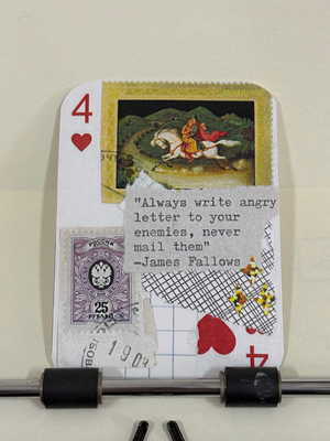 Horse stamp mail collage print by Mazerzine aceo art card thumbnail 1