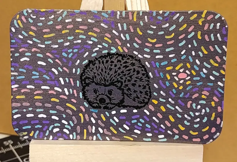 Whimsical Hedgehog aceo art card