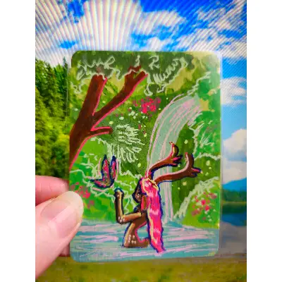 Bathing Satyr aceo art card thumbnail 1