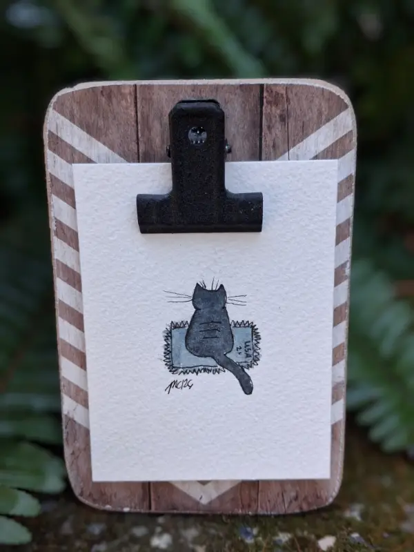 Kitten on a Stamp aceo art card