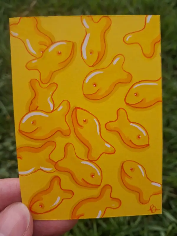Fish Crackers aceo art card