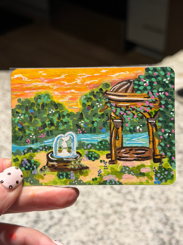 Garden at Dusk aceo art card