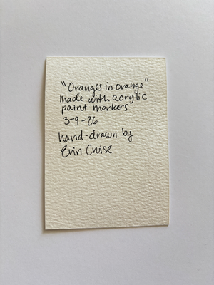 "Oranges in Orange" Abstract Fruit Tiny Art aceo art card thumbnail 2