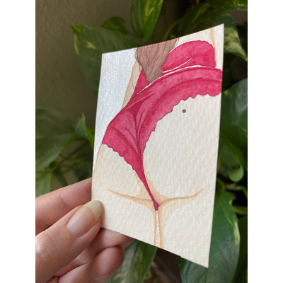 Woman In Red 2 aceo art card thumbnail 2