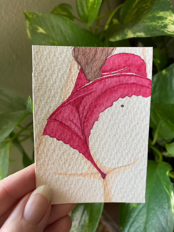 Woman In Red 2 aceo art card
