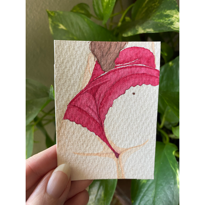 Woman In Red 2 aceo art card thumbnail 1