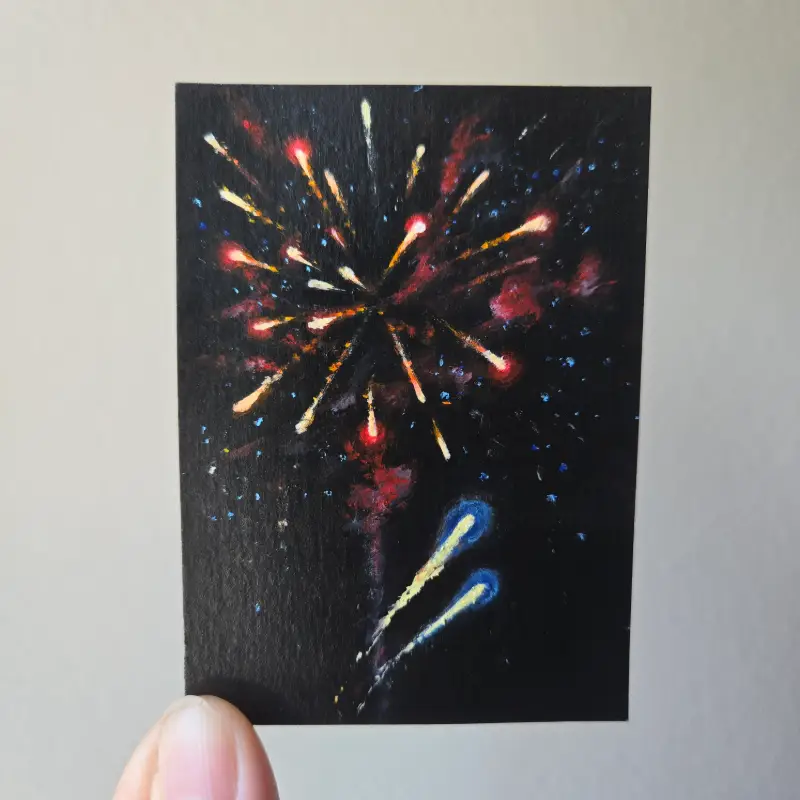 Fireworks Explosion aceo art card