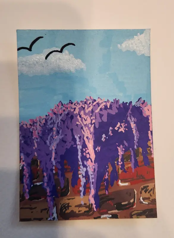 Flower on a Wall aceo art card