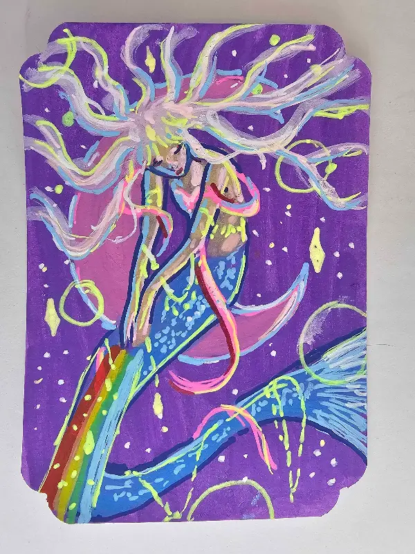 Magical Moon Mermaid aceo art card