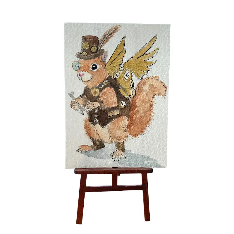 Steampunk Squirrel aceo art card