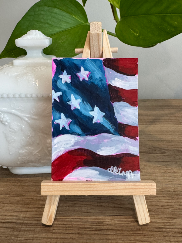 American Flag Study 2/7 aceo art card