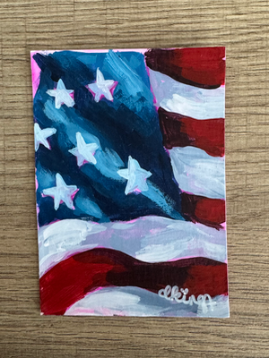 American Flag Study 2/7 aceo art card thumbnail 3