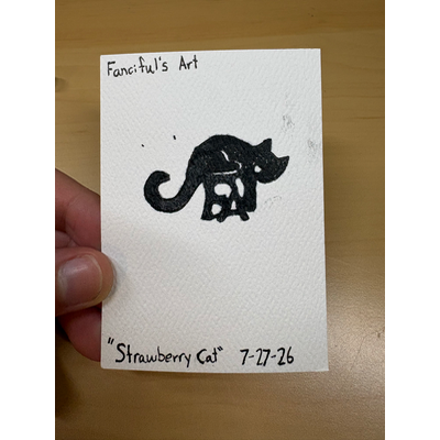 Strawberry cat aceo art card thumbnail 4
