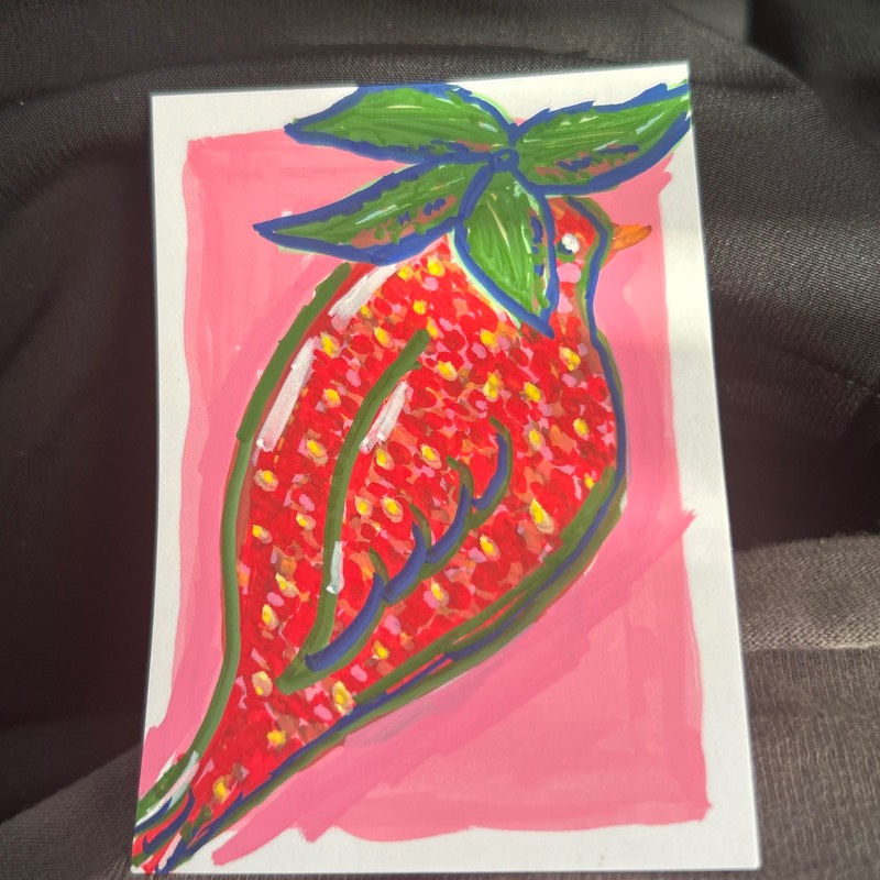 StrawBirdy aceo art card