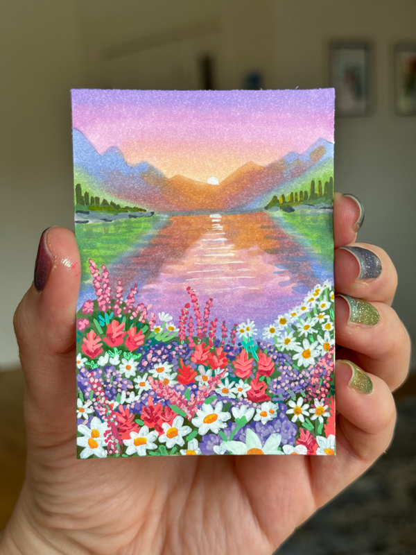 Where the wildflowers grow aceo art card