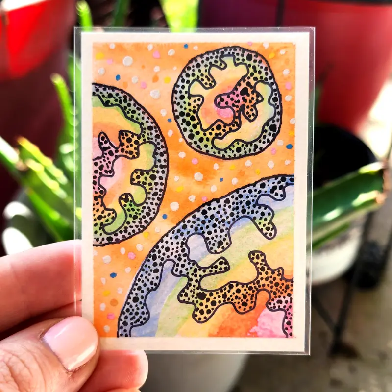 Orange Rainbow Space aceo art card