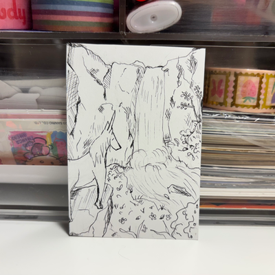 Unicorn at the waterfall - Series Unicorn 6/6 aceo art card thumbnail 1