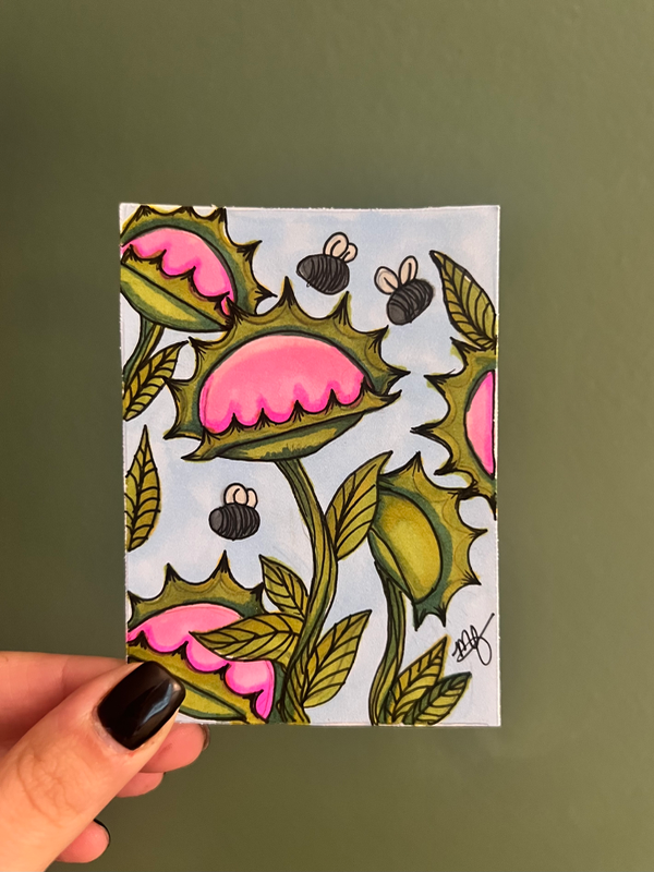 Girl Dinner aceo art card