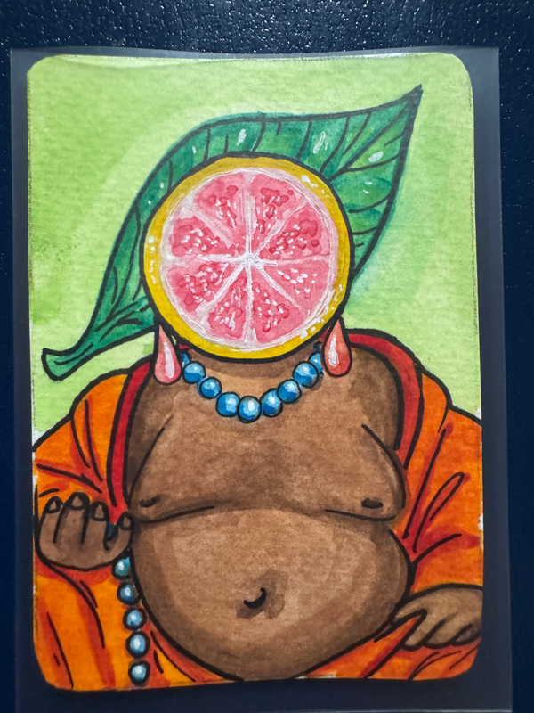 Grapefruit Buddha aceo art card