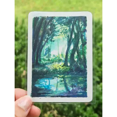Forest Reflections aceo art card thumbnail 2