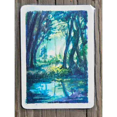 Forest Reflections aceo art card thumbnail 1