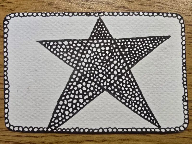 Coral star zentangle aceo art card
