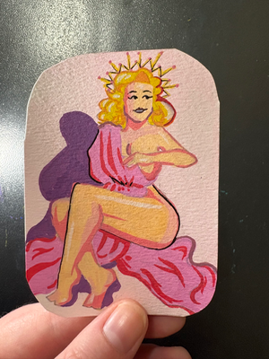 Queen of my Heart Pinup aceo art card thumbnail 1
